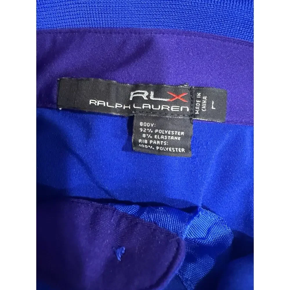 Ralph Lauren X Bright Bleu Poly POLO SHIRT Large L Preppy Golf Resort